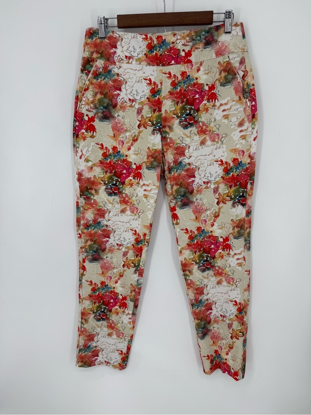 Soft Surroundings Women's Floral Print Stretchy Slim Ankle Pants Size Medium